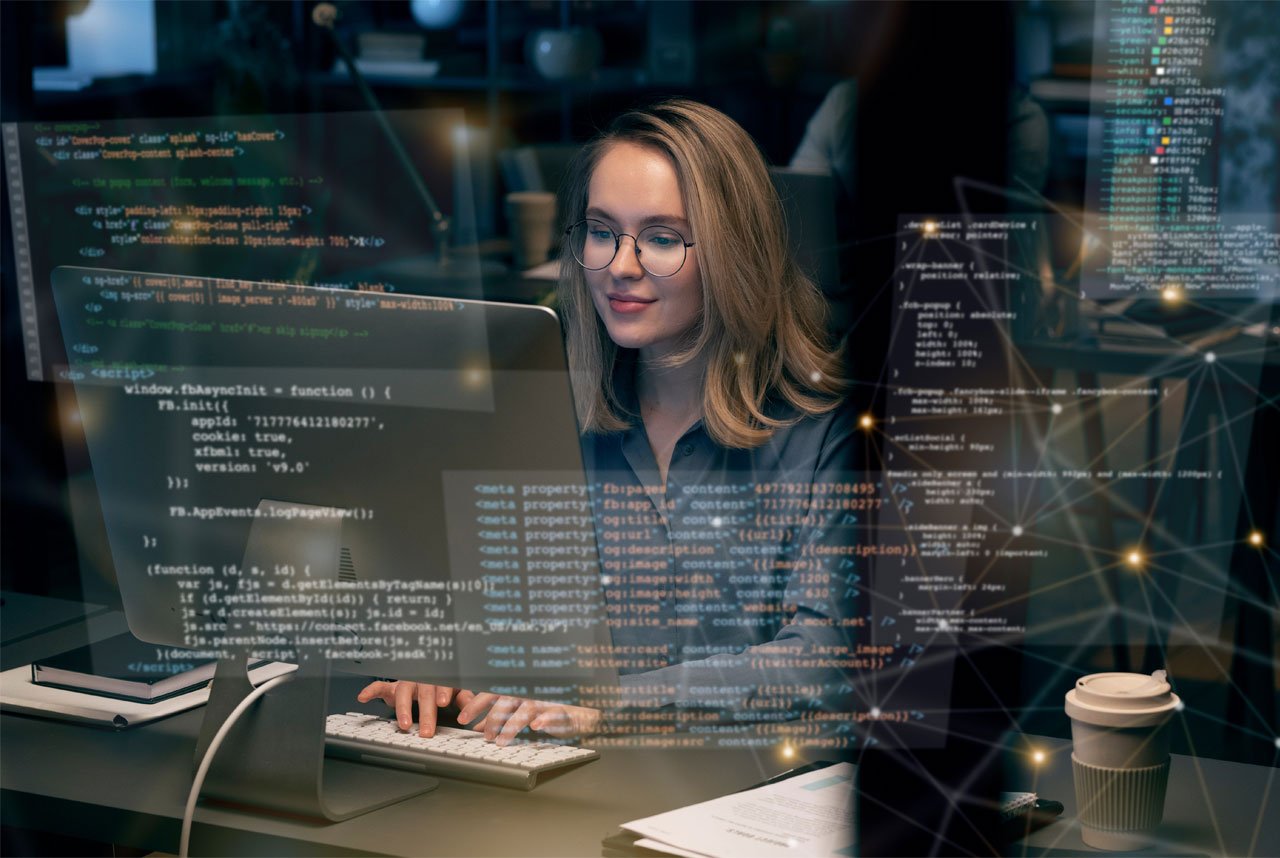 a person sitting at a computer
